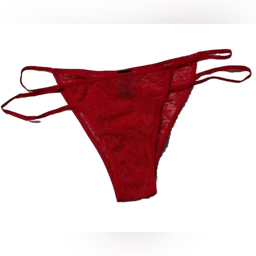 2015 Victoria’s Secret Itsy Mini Red Lace Strappy Thong Panty